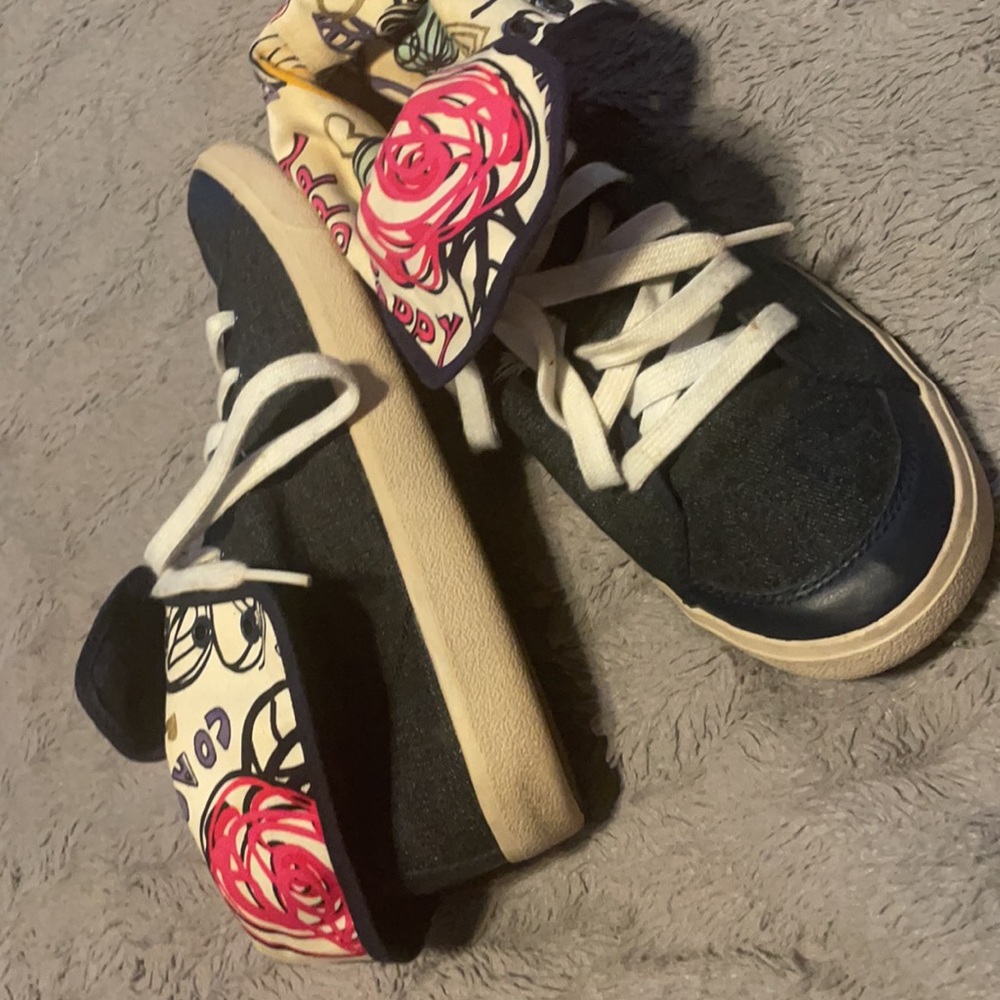 Coach Dark Denim Sneakers Hi Top With Logo inside foldable Size 9 Women’s